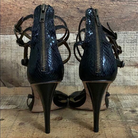 Sam Edelman Nilla Ankle Strap Heels Black Gold Studs Size 7 - Picture 6 of 10